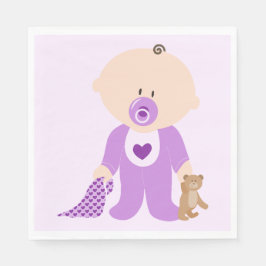 Niedliches Baby mit Teddy Bear und Blanket Serviette