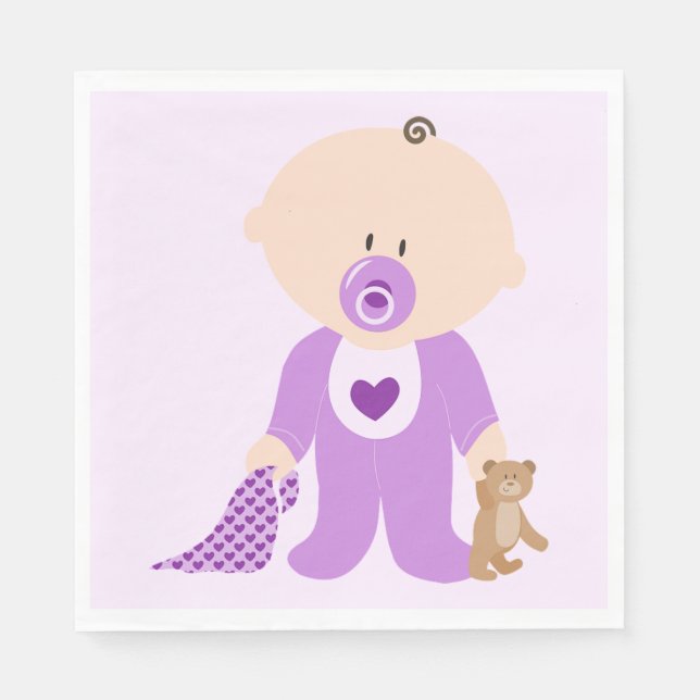 Niedliches Baby mit Teddy Bear und Blanket Serviette (Vorderseite)