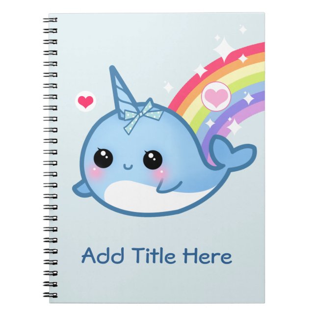 Niedliches Baby narwhal mit dem Regenbogen - Notizblock (Vorderseite)