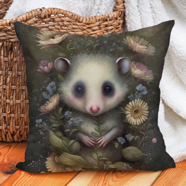Niedliches Baby Opossum Woodland Kinderzimmer Kissen (Baby possum woodland nursery pillow)