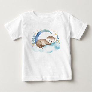 Niedliches Baby Otter auf dem Mond - T-shirt