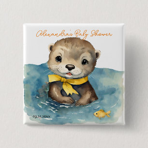 Niedliches Baby Otter Gender Neutral Baby Dusche Button