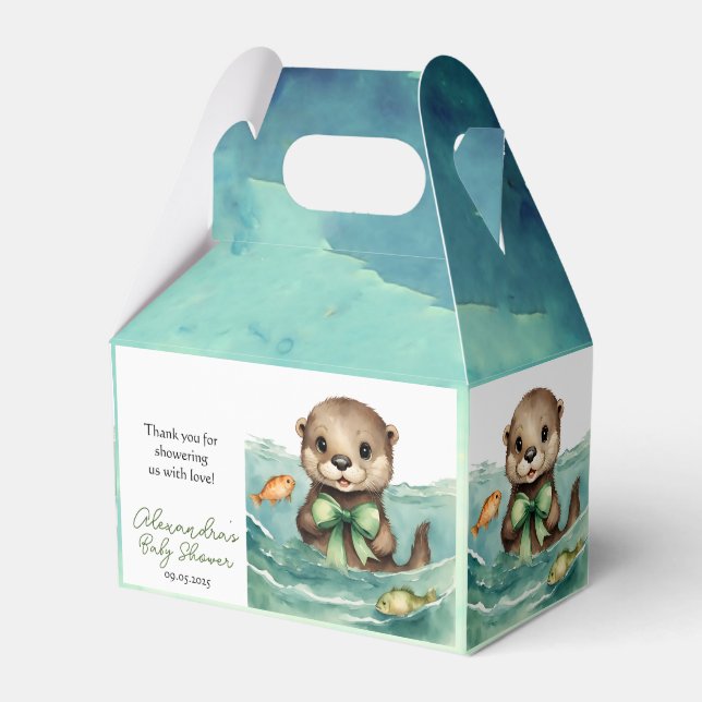 Niedliches Baby Otter Gender Neutral Baby Dusche Geschenkschachtel (Vorderseite)