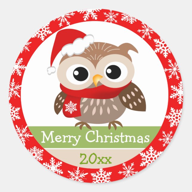 Niedliches Baby Owl 1. Weihnachtskleber Runder Aufkleber (Vorderseite)