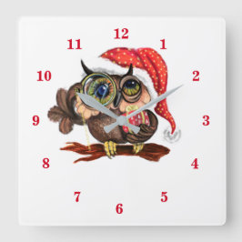Niedliches Baby Owl - Spaß Quadratische Wanduhr