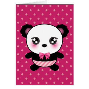 Niedliches Baby Panda Bear Pink Polka Dots Muster