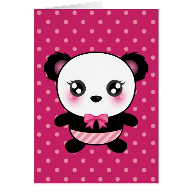Niedliches Baby Panda Bear Pink Polka Dots Muster (Vorne)