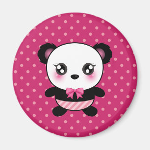 Niedliches Baby Panda Bear Pink Polka Dots Muster Magnet