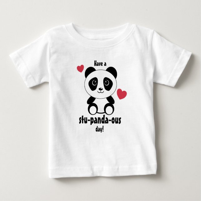 Niedliches Baby Panda im Winterschnee grau Baby T-shirt (Vorderseite)