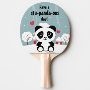 Niedliches Baby Panda im Winterschnee grau Tischtennis Schläger