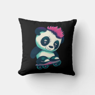 Niedliches Baby Panda mit Mohawk Skater Panda Kissen