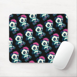 Niedliches Baby Panda mit Mohawk | Skater Panda Mousepad