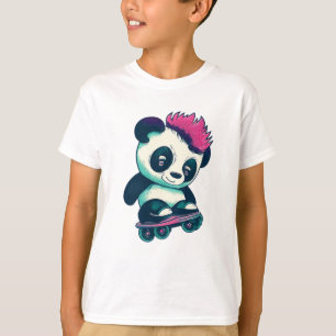 Niedliches Baby Panda mit Mohawk Skater Panda T-Shirt