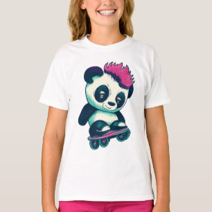 Niedliches Baby Panda mit Mohawk   Skater Panda T-Shirt