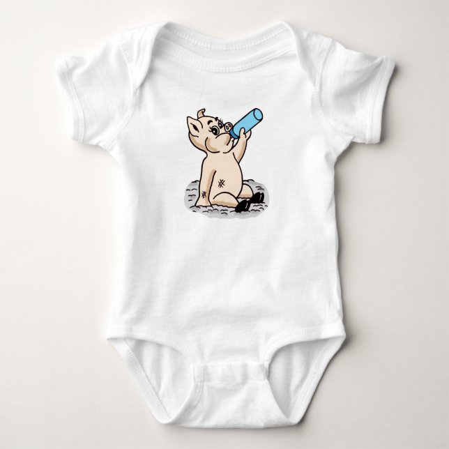 Niedliches Baby Pig Cartoon Design Strampler (Vorderseite)
