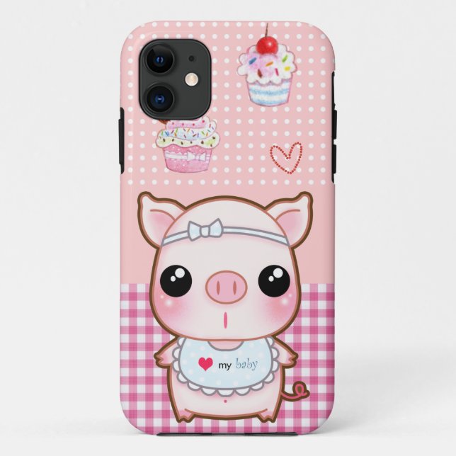 Niedliches Baby piggy und kawaii kleine Kuchen Case-Mate iPhone Hülle (Rückseite)