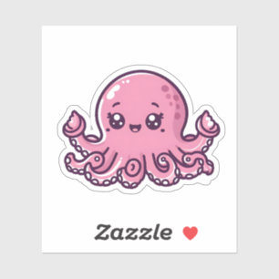 Niedliches Baby Pink Octopus Custom Cut Vinyl Stic Aufkleber