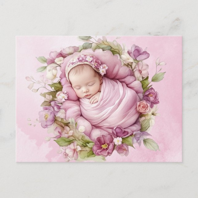Niedliches Baby Pink Postkarte (Vorderseite)