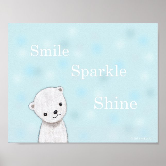 Niedliches Baby Polar Bear Kinderzimmer Art Plakat (Vorne)