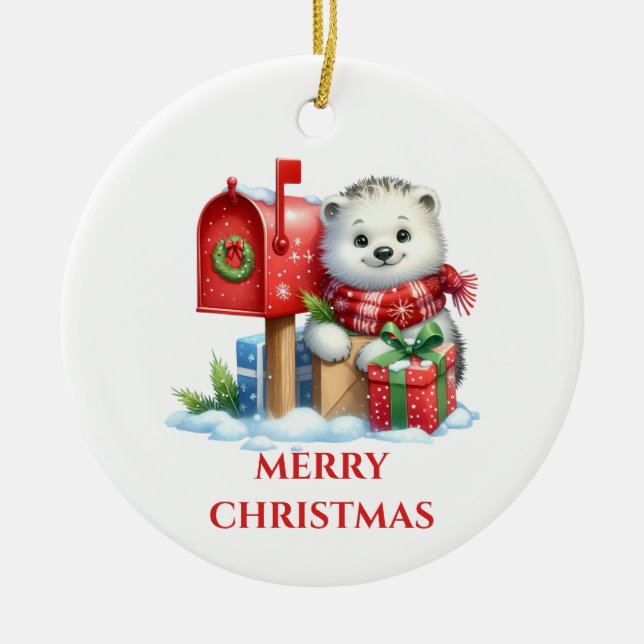 Niedliches Baby Polar Bear Weihnachten Keramik Ornament (Vorne)