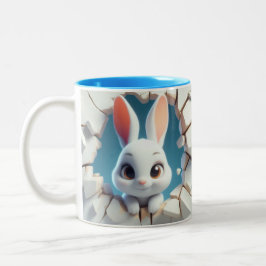 niedliches Baby Rabbit Hot Cocoa Kaffees Tiere in  Zweifarbige Tasse