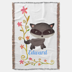 Niedliches Baby Raccoon mit Blume Decke