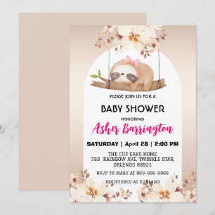Niedliches Baby-Rose Gold Blume Babydusche Party Einladung