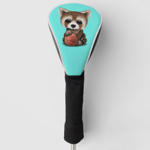 Niedliches Baby-roter Panda, der mit Basketball Golf Headcover