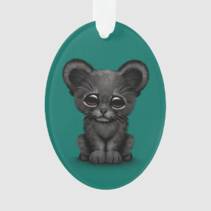 Niedliches Baby-schwarzer Panther CUB auf Ornament