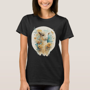 Niedliches Baby Sheep Lamb Sonnenblume Blumenfarm T-Shirt