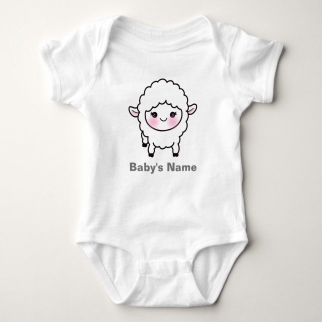 Niedliches Baby Sheep Lamm Personalisiert Baby Bod Baby Strampler (Vorderseite)