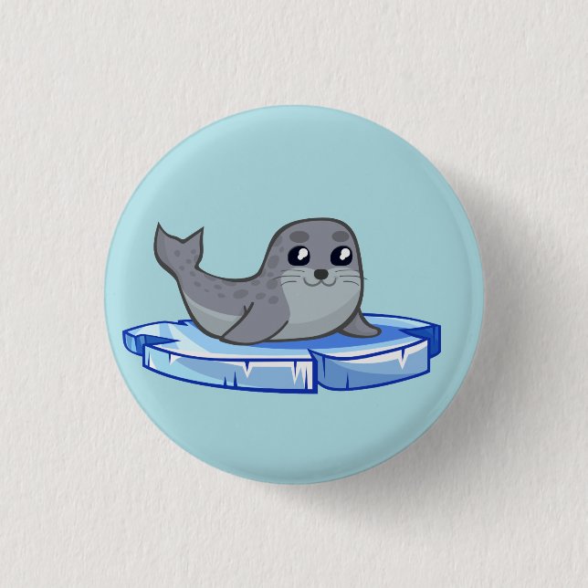 Niedliches Baby Siegel Cartoon Button (Vorderseite)