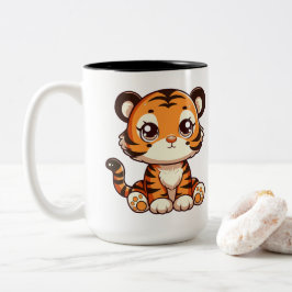 Niedliches Baby-Tiger-Cam sitzend Zweifarbige Tasse