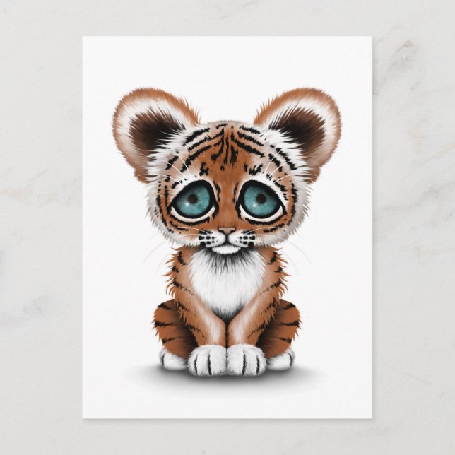 Niedliches Baby Tiger Cube mit blauen Augen auf We Postkarte (Vorderseite)