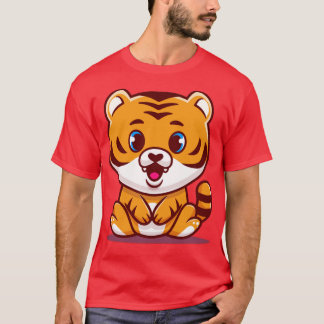 Niedliches Baby Tiger Sitting Cartoon T-Shirt
