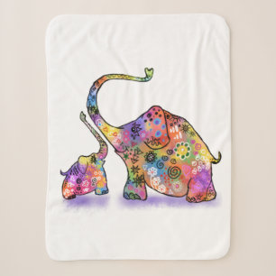 Niedliches Baby und Mama Elephant Baby Sherpa Blan Sherpadecke