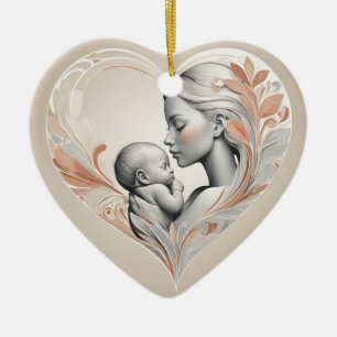 niedliches Baby und Mama Keramik Ornament