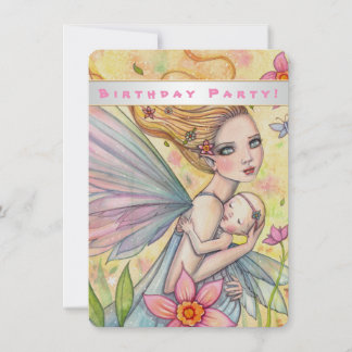 Niedliches Baby und Mutter Geburtstagsparty lädt e Einladung