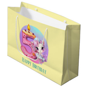 Niedliches Baby Unicorn 5. Geburtstag Große Geschenktüte