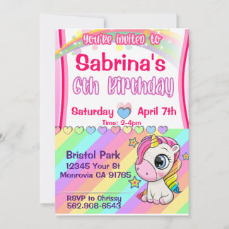 Niedliches Baby Unicorn Einladung