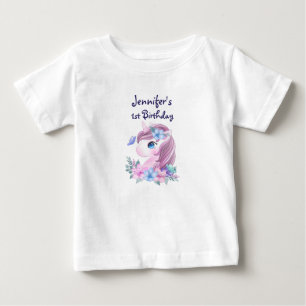 Niedliches Baby Unicorn mit Big Eyes Geburtstag Ba T-shirt