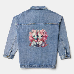 Niedliches Baby Unicorns Cuple für Valentinstag Ge Jeansjacke