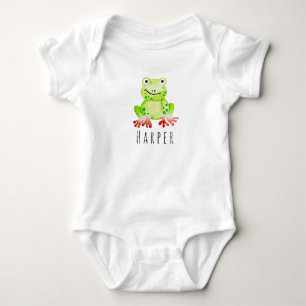 Niedliches Baby Unisex Watercolor Jungle Frosch mi Strampler