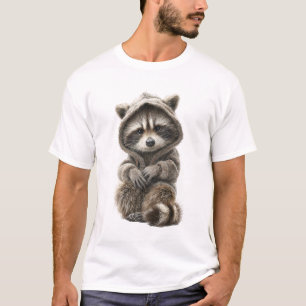 Niedliches Baby-Waschbär in einer gemütlichen gest T-Shirt