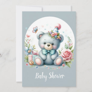 Niedliches Baby Watercolor Teddy Bear Baby Einladung