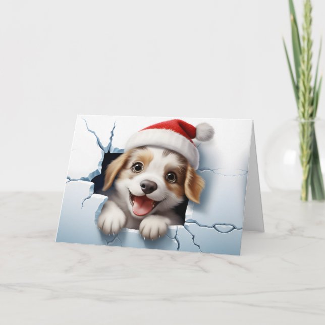 Niedliches Baby Weihnachten Tiere 3D Welpen Gruß Karte (Vorderseite)