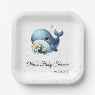 Niedliches Baby Whale Babyduschpapier Pappteller