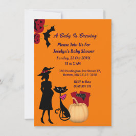 Niedliches Baby wird Hexenkürbis-Katzenschnecke-Ki Einladung