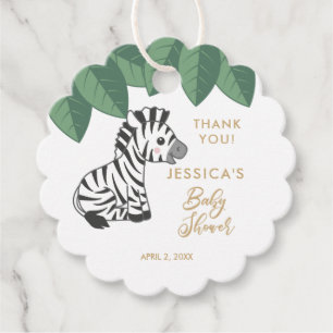 Niedliches Baby-Zebra mit Dschungel-Blätter Geschenkanhänger