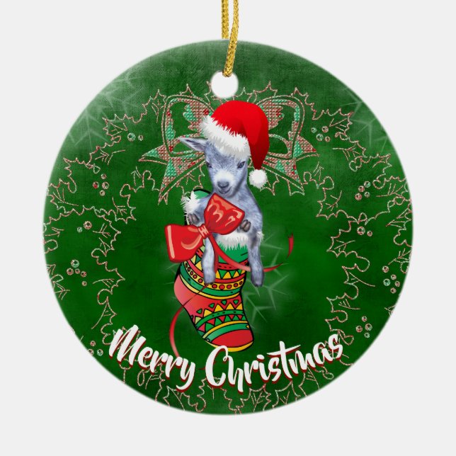 Niedliches Baby-Ziege im Strumpf Weihnachtsschmuck (Vorne)